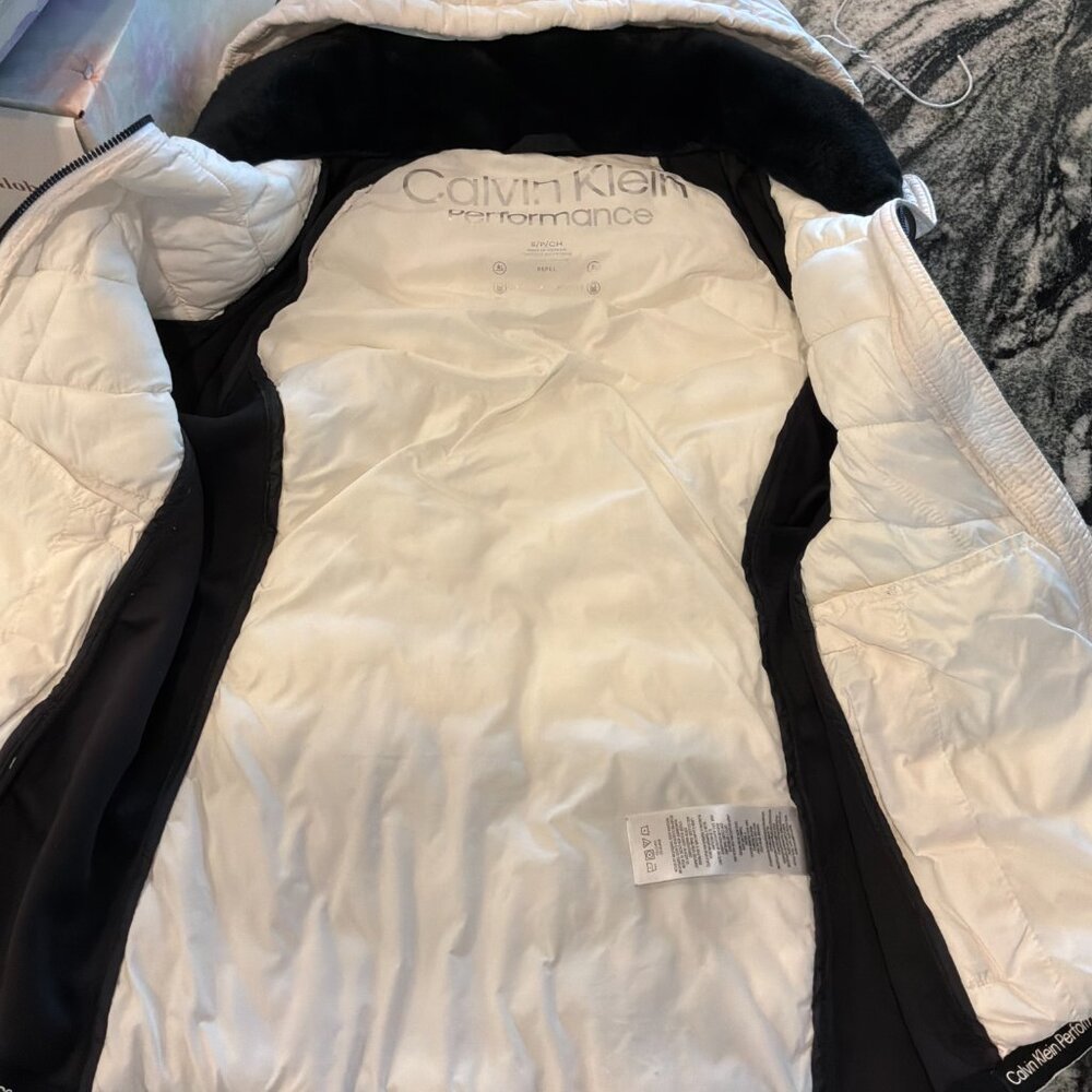 Calvin Klein Performance black/white colorblock hooded zip front jacket size S - Picture 8 of 10